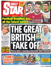 Daily Star (UK) Newspaper Front Page for 1 September 2017