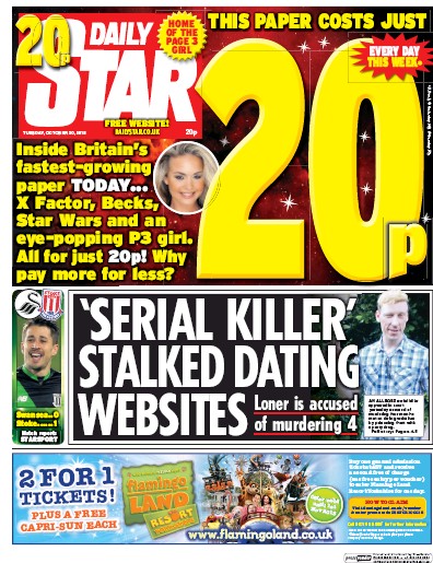 Daily Star Newspaper Front Page (UK) for 20 October 2015