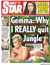 Daily Star Newspaper Front Page (UK) for 20 November 2014