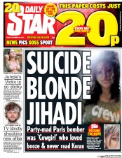Daily Star (UK) Newspaper Front Page for 20 November 2015