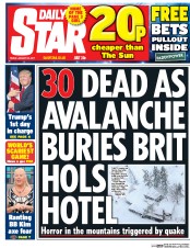 Daily Star (UK) Newspaper Front Page for 20 January 2017