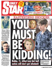 Daily Star (UK) Newspaper Front Page for 20 February 2015