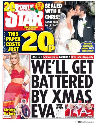 Daily Star Newspaper Front Page (UK) for 21 December 2015