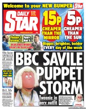 Daily Star (UK) Newspaper Front Page for 21 January 2013
