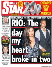 Daily Star (UK) Newspaper Front Page for 21 May 2015