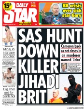 Daily Star Newspaper Front Page (UK) for 21 August 2014
