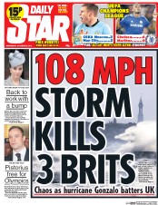 Daily Star (UK) Newspaper Front Page for 22 October 2014