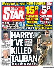 Daily Star (UK) Newspaper Front Page for 22 January 2013