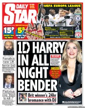 Daily Star Newspaper Front Page (UK) for 22 February 2013