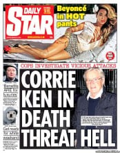 Daily Star Newspaper Front Page (UK) for 22 March 2013