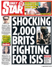 Daily Star (UK) Newspaper Front Page for 22 April 2015
