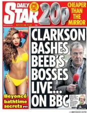 Daily Star (UK) Newspaper Front Page for 22 May 2015