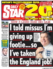 Daily Star (UK) Newspaper Front Page for 22 July 2016