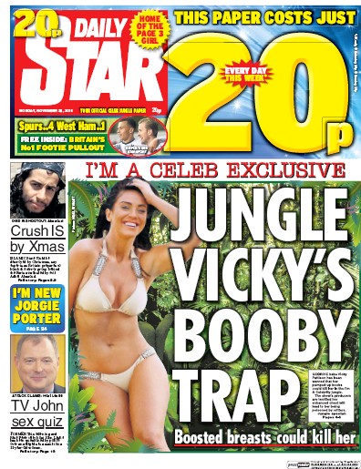 Daily Star Newspaper Front Page (UK) for 23 November 2015