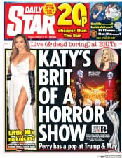 Daily Star (UK) Newspaper Front Page for 23 February 2017