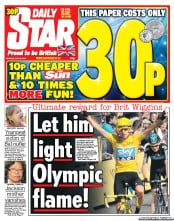 Daily Star Newspaper Front Page (UK) for 23 July 2012
