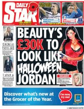 Daily Star Newspaper Front Page (UK) for 24 October 2014