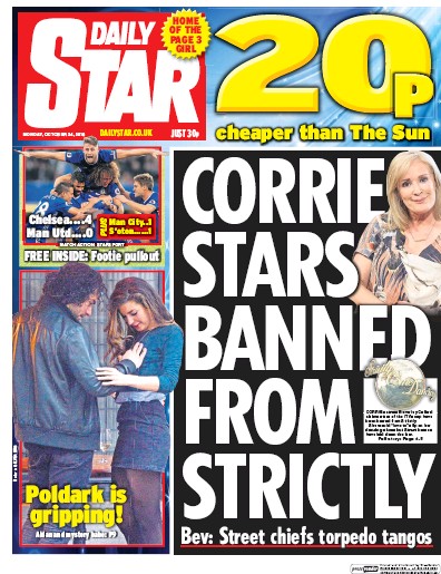 Daily Star Newspaper Front Page (UK) for 24 October 2016