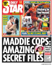 Daily Star Newspaper Front Page (UK) for 24 February 2014