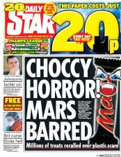 Daily Star (UK) Newspaper Front Page for 24 February 2016