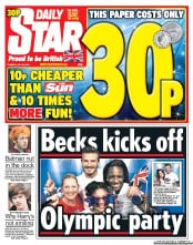 Daily Star (UK) Newspaper Front Page for 24 July 2012