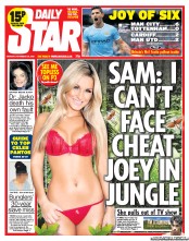 Daily Star Newspaper Front Page (UK) for 25 November 2013