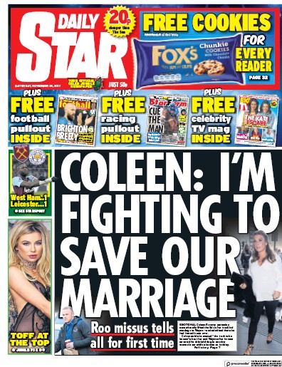 Daily Star Newspaper Front Page (UK) for 25 November 2017