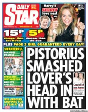 Daily Star Newspaper Front Page (UK) for 25 February 2013