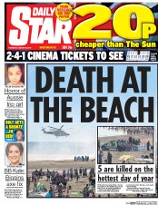 Daily Star (UK) Newspaper Front Page for 25 August 2016