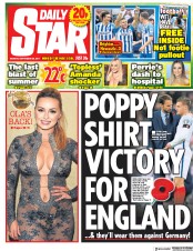 Daily Star (UK) Newspaper Front Page for 25 September 2017