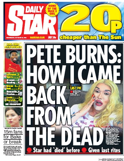 Daily Star Newspaper Front Page (UK) for 26 October 2016