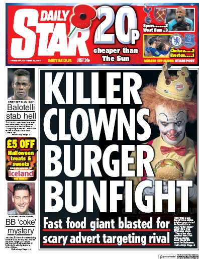 Daily Star Newspaper Front Page (UK) for 26 October 2017