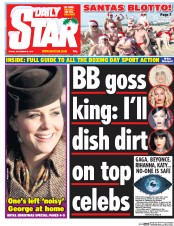 Daily Star Newspaper Front Page (UK) for 26 December 2014
