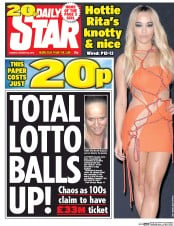 Daily Star (UK) Newspaper Front Page for 26 January 2016
