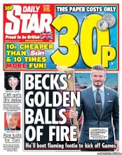 Daily Star (UK) Newspaper Front Page for 26 July 2012