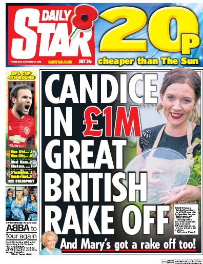 Daily Star Newspaper Front Page (UK) for 27 October 2016