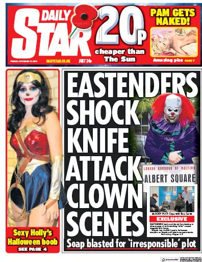 Daily Star Newspaper Front Page (UK) for 27 October 2017