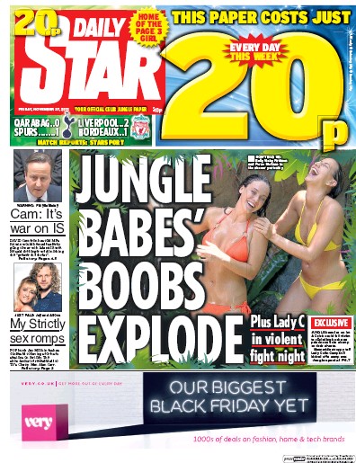 Daily Star Newspaper Front Page (UK) for 27 November 2015