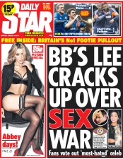 Daily Star Newspaper Front Page (UK) for 27 January 2014