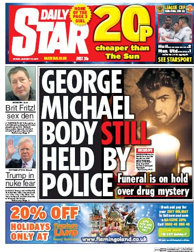 Daily Star Newspaper Front Page (UK) for 27 January 2017