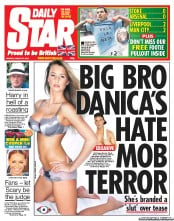 Daily Star (UK) Newspaper Front Page for 27 August 2012