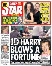 Daily Star Newspaper Front Page (UK) for 27 September 2013