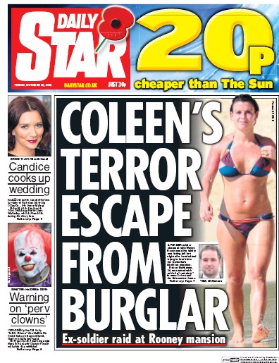 Daily Star Newspaper Front Page (UK) for 28 October 2016