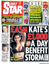 Daily Star Newspaper Front Page (UK) for 28 January 2015