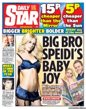 Daily Star (UK) Newspaper Front Page for 29 January 2013