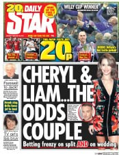 Daily Star (UK) Newspaper Front Page for 29 February 2016