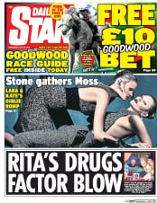 Daily Star Newspaper Front Page (UK) for 29 July 2015