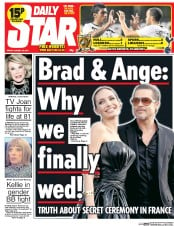 Daily Star (UK) Newspaper Front Page for 29 August 2014