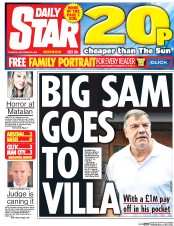Daily Star (UK) Newspaper Front Page for 29 September 2016