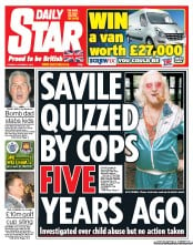 Daily Star (UK) Newspaper Front Page for 2 October 2012
